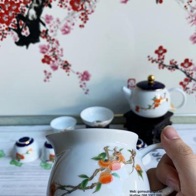 Bộ Ấm Chén Họa Tiết Cây Hồng